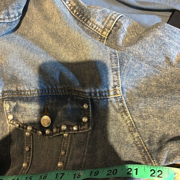 Ci Sono Wear What U 🩶💙luxury diamond stud denim jacket Sz XL - Picture 6 of 15